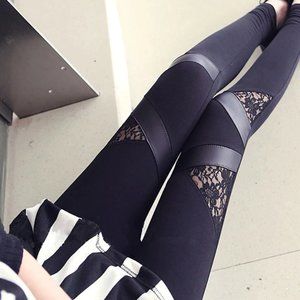 Workout lace stretch leggings